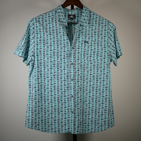 O'Neill Other - ONeill Mens XL Modern Fit Turquoise Tribal Geometric Print Button Down Shirt